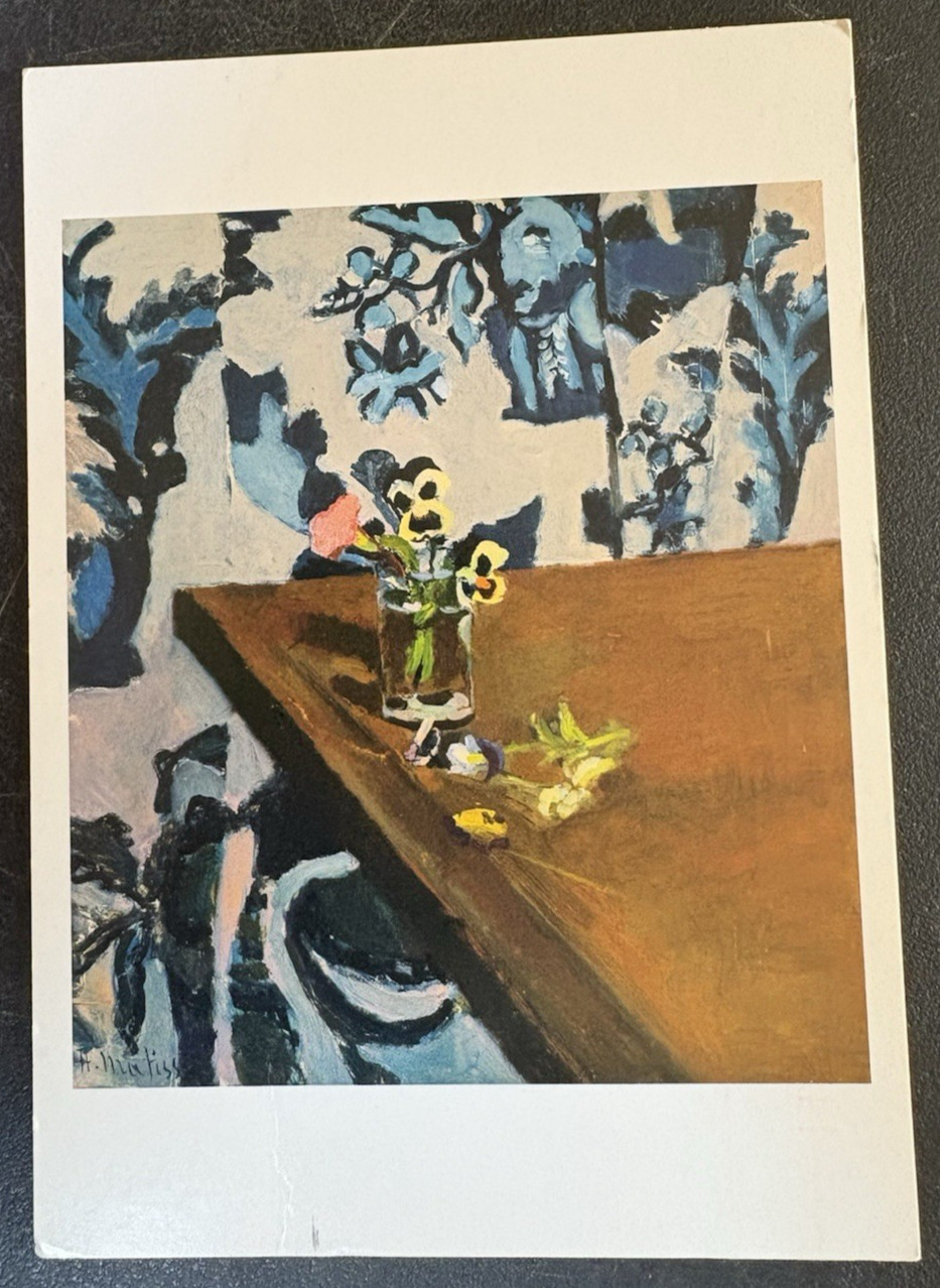 vtg postcard art Henri Matisse Pansies painting posted
