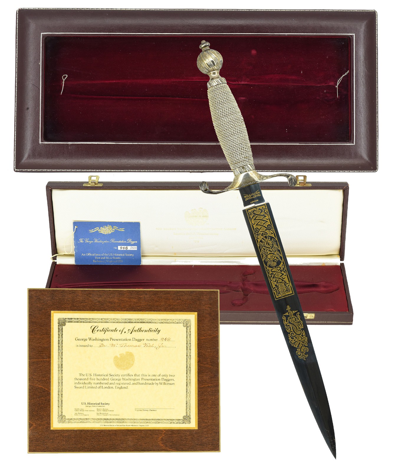 US Historical Society Ltd Ed Commemorative George Washington Presentation Dagger