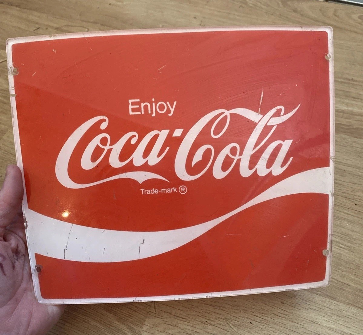 VTG Coca Cola Advertising Panel Heavy Plastic Lucite 10.75x8.75\