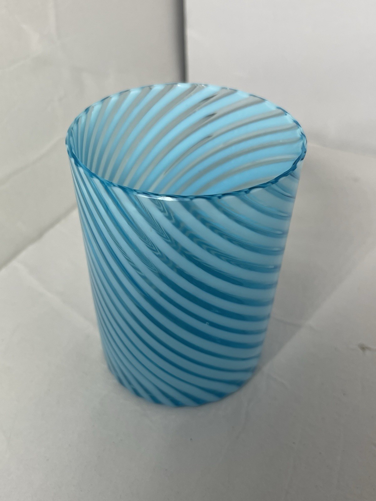 EAPG Hobbs Glass Blue Swirl Water Tumbler 3¾\