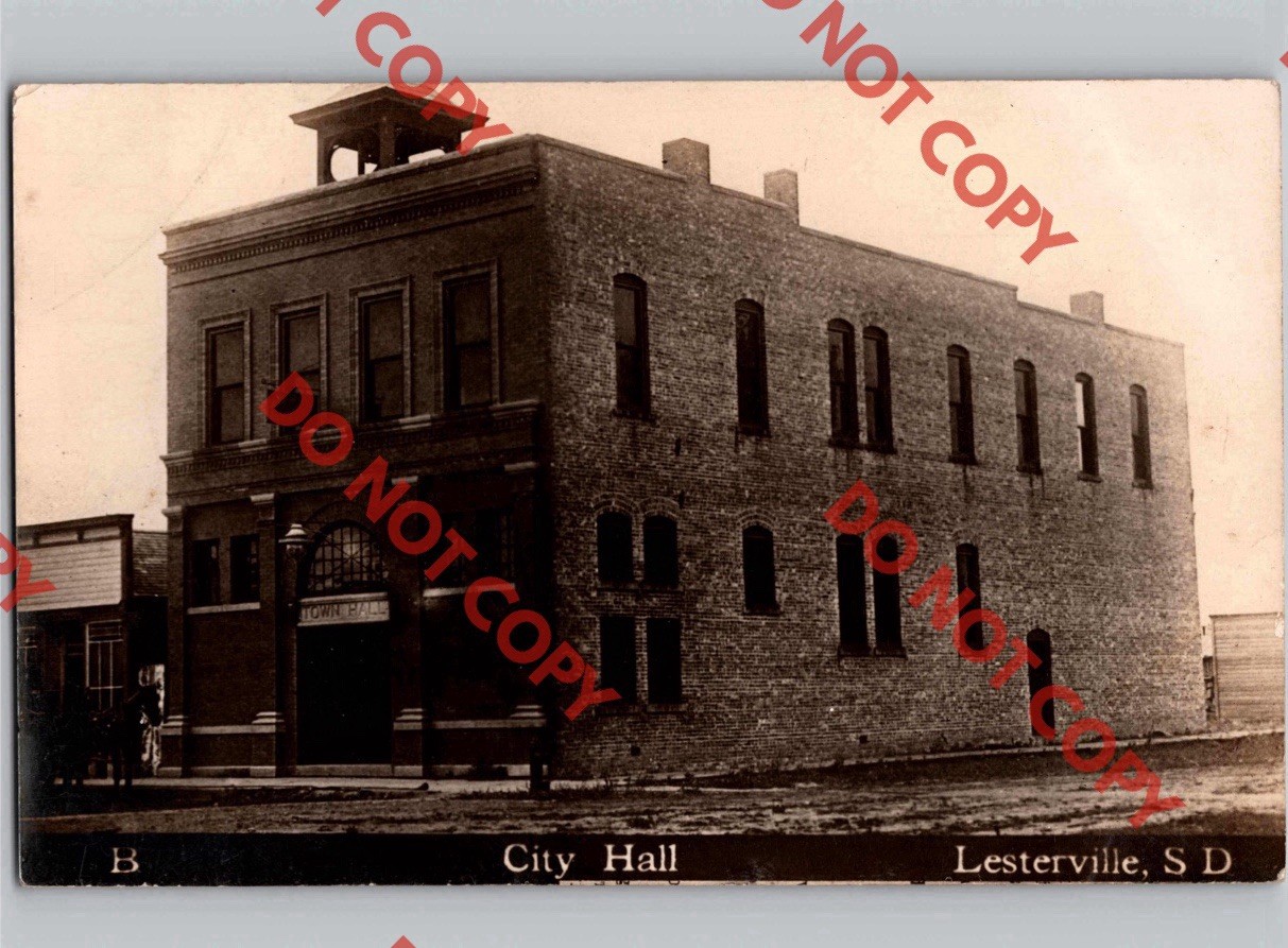 c1910 City Hall LESTERVILLE South Dakota SD Yankton County RPPC Real Photo