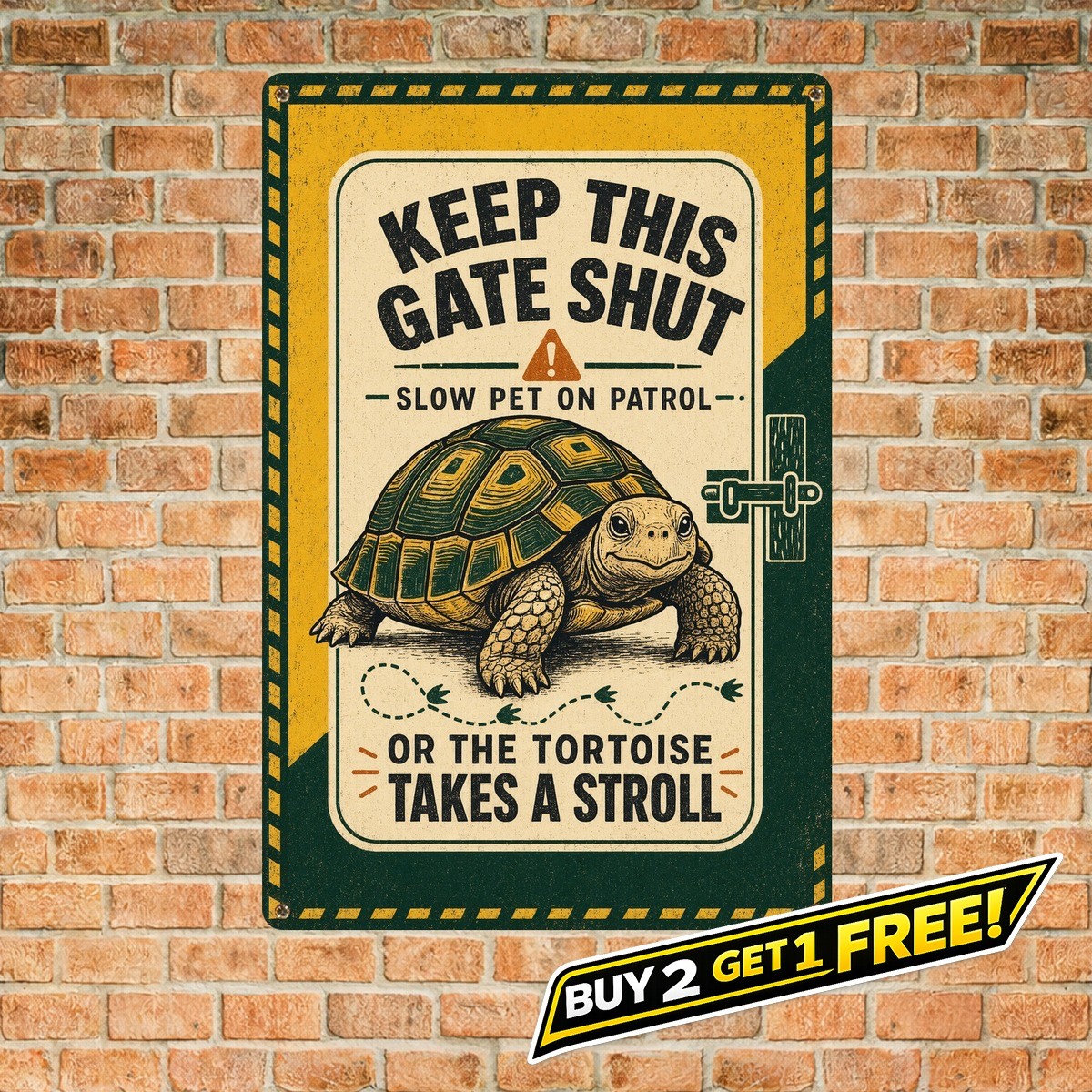 Please Close the Gate Tortoise Metal Sign Pet Safety Yard Plaque
