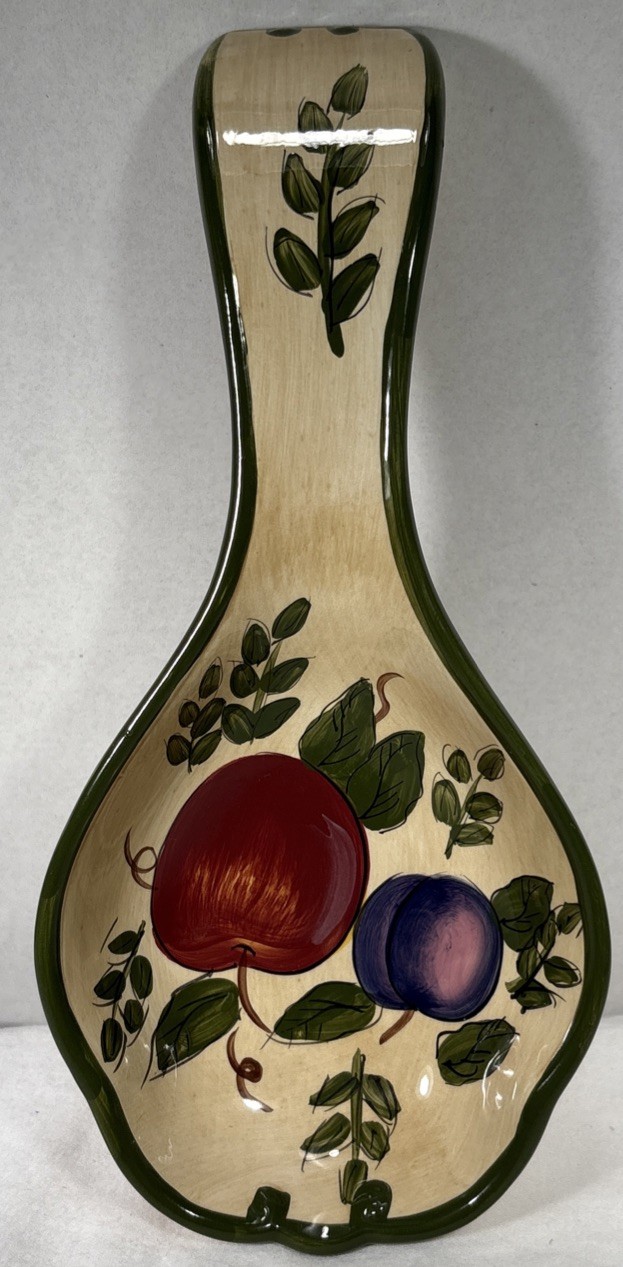 Vintage Home Trends Granada Spoon Rest Apples Plums Fruit Tuscan 1990’ S Retired