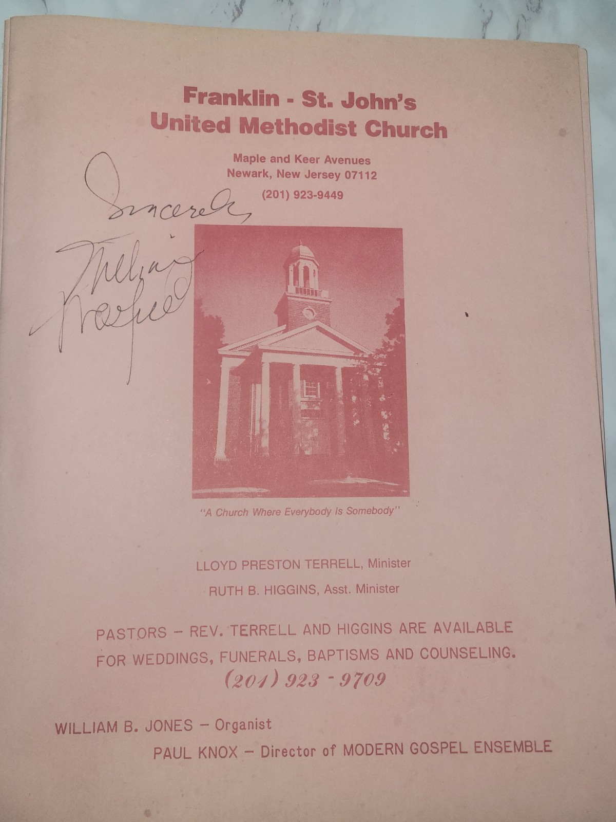 SIGNED William Warfield Program African-American Musicians in the Newark Communi