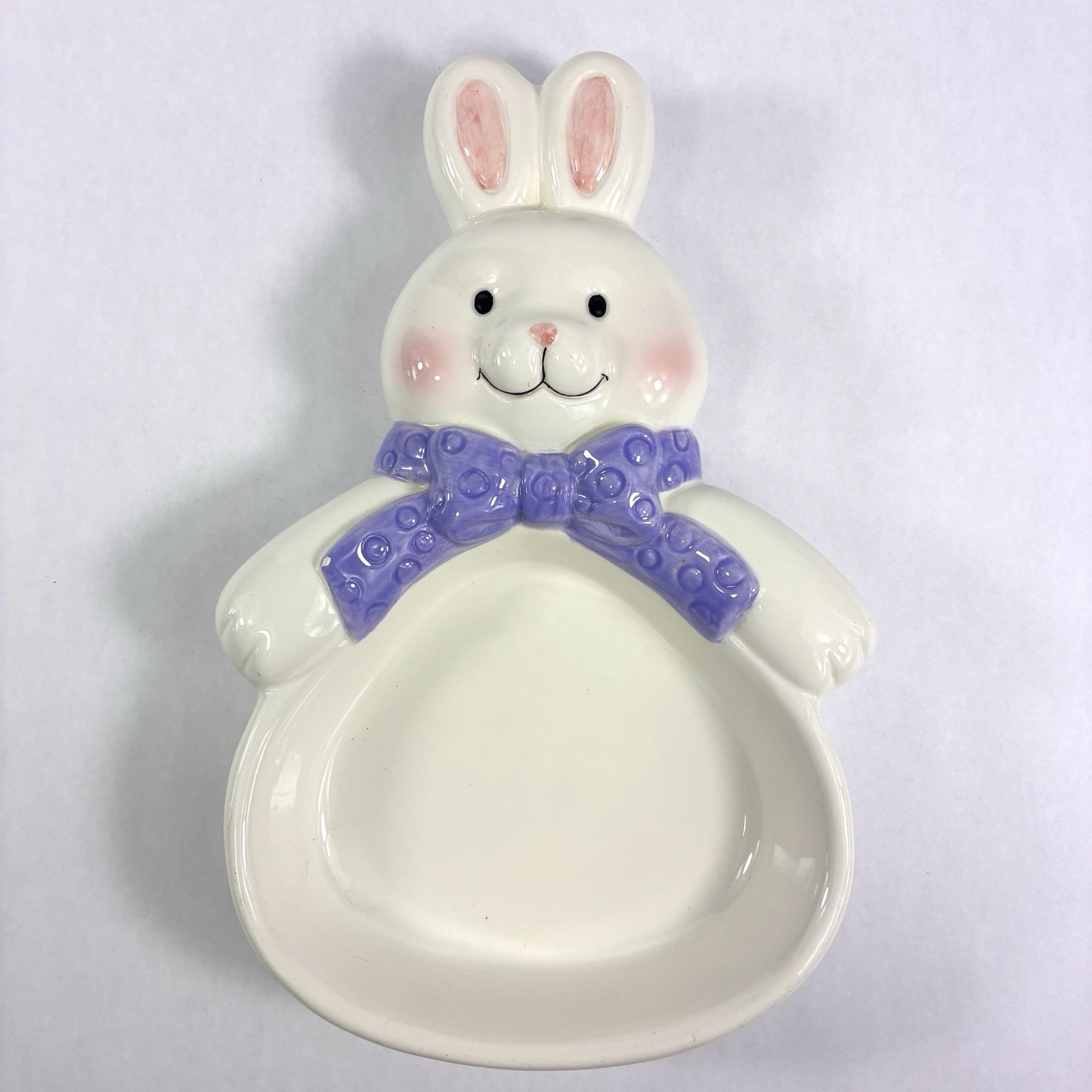 Vintage Hallmark Easter Bunny Ceramic Candy Dish Bunny With Bow Tie 9\