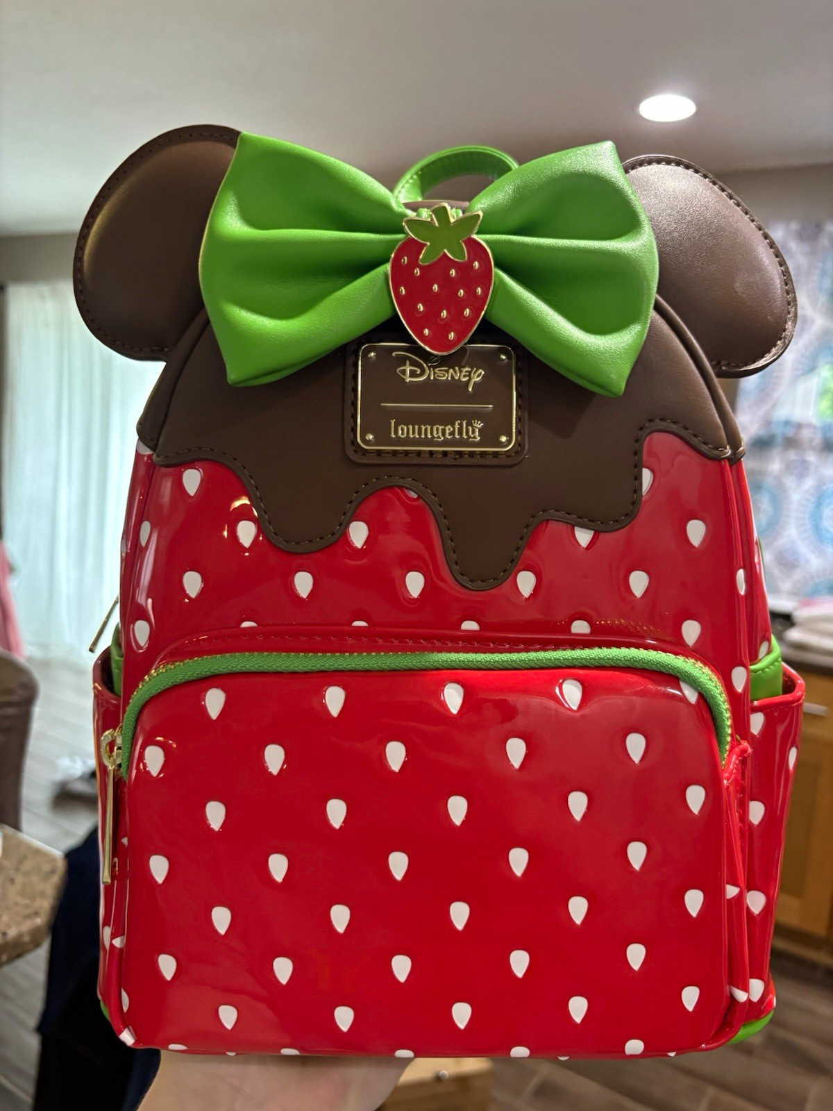 Loungefly Disney Minnie Mouse Strawberry Scented Mini Backpack Red Green White