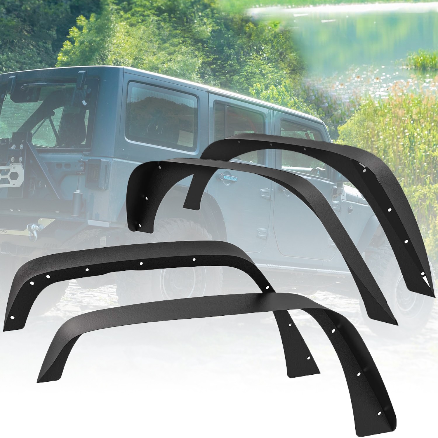 4PCS Fender Flares for 2007-2018 Jeep Wrangler JK & JKU Unlimited Road Liner Set 4PCS Fender Flares for 2007-2018 Jeep Wrangler JK & JKU Unlimited Road Liner Set