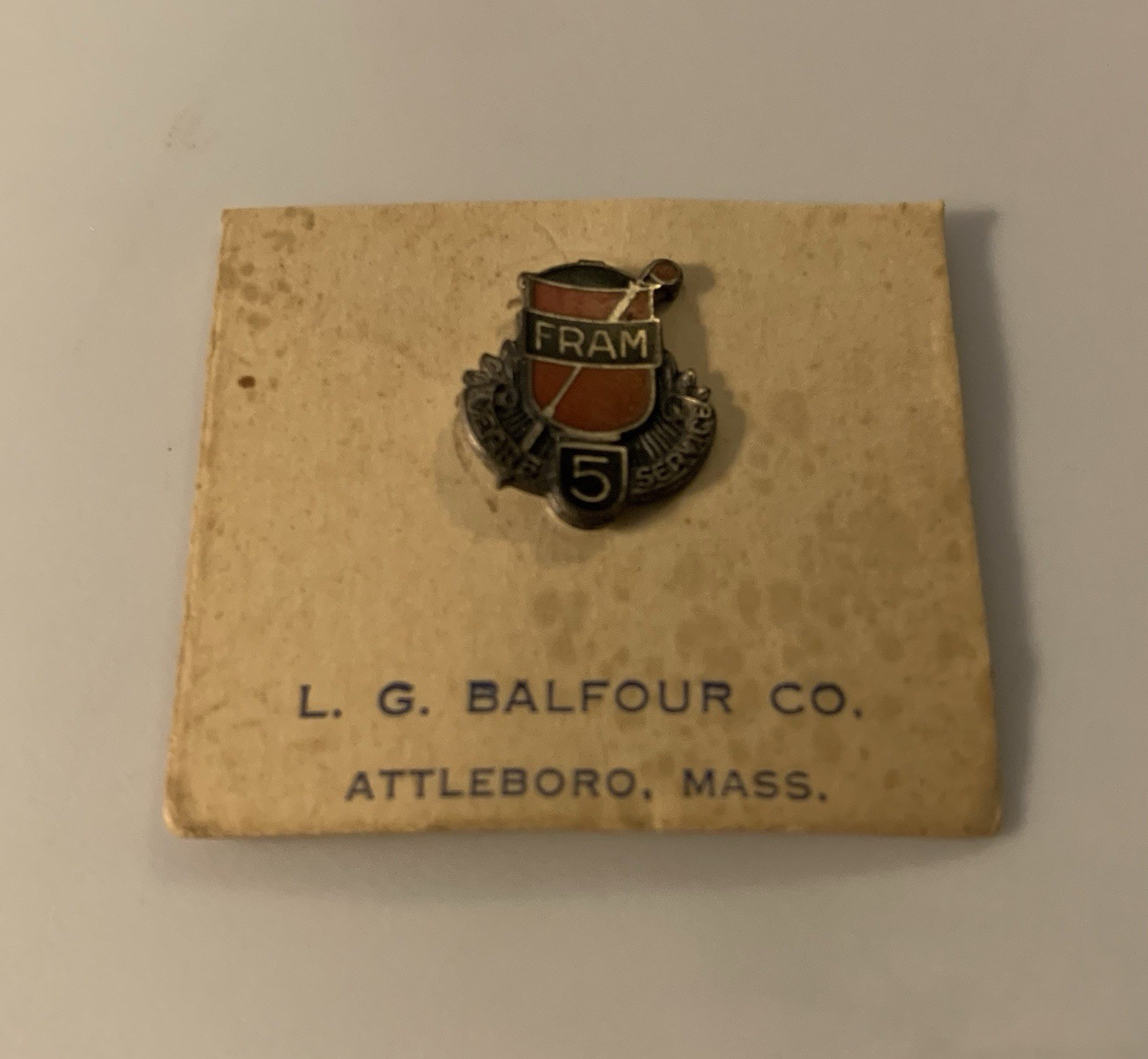 FRAM Vintage 5 Year Employee Service Award Lapel Pin
