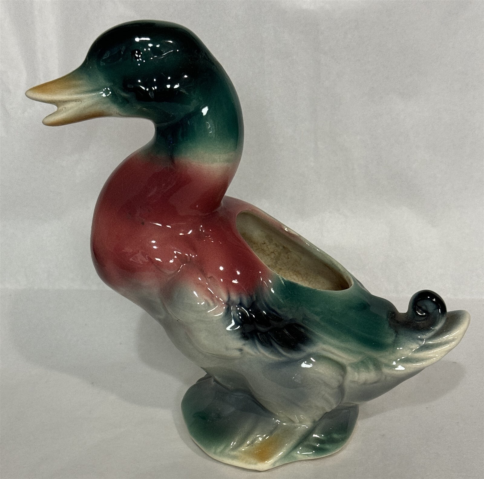 Vintage Royal Copley Mallard Duck Ceramic Flower Planter 8