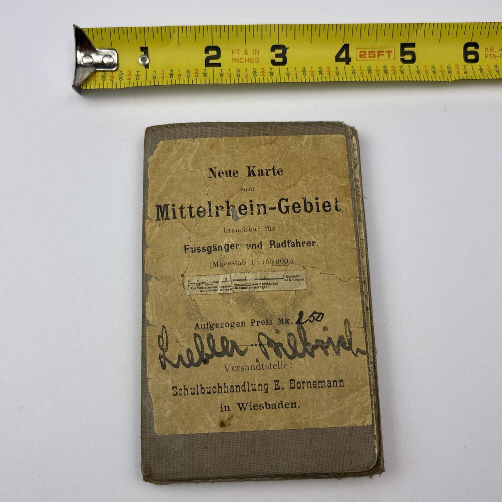 German New Rhine Pocket Panel Map For Pedestrian And Cyclist 1:180,000 Bornemann