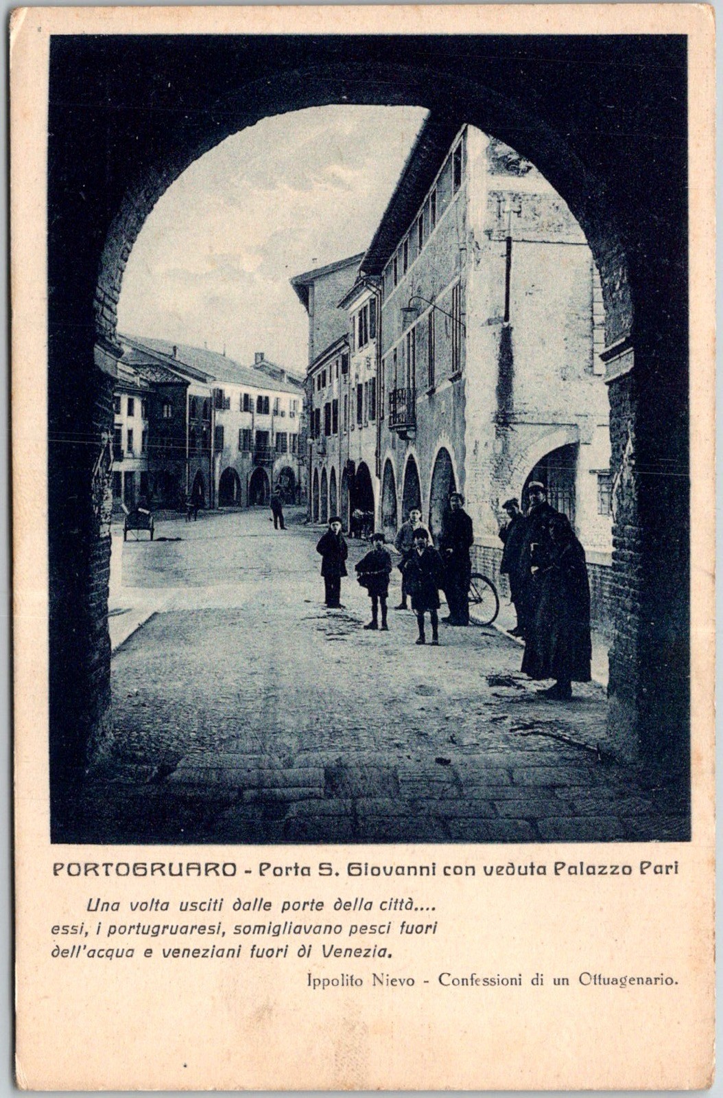 Porta San Giovanni and Palazzo Pari Portogruaro Italy C.1930s Unposted Postcard
