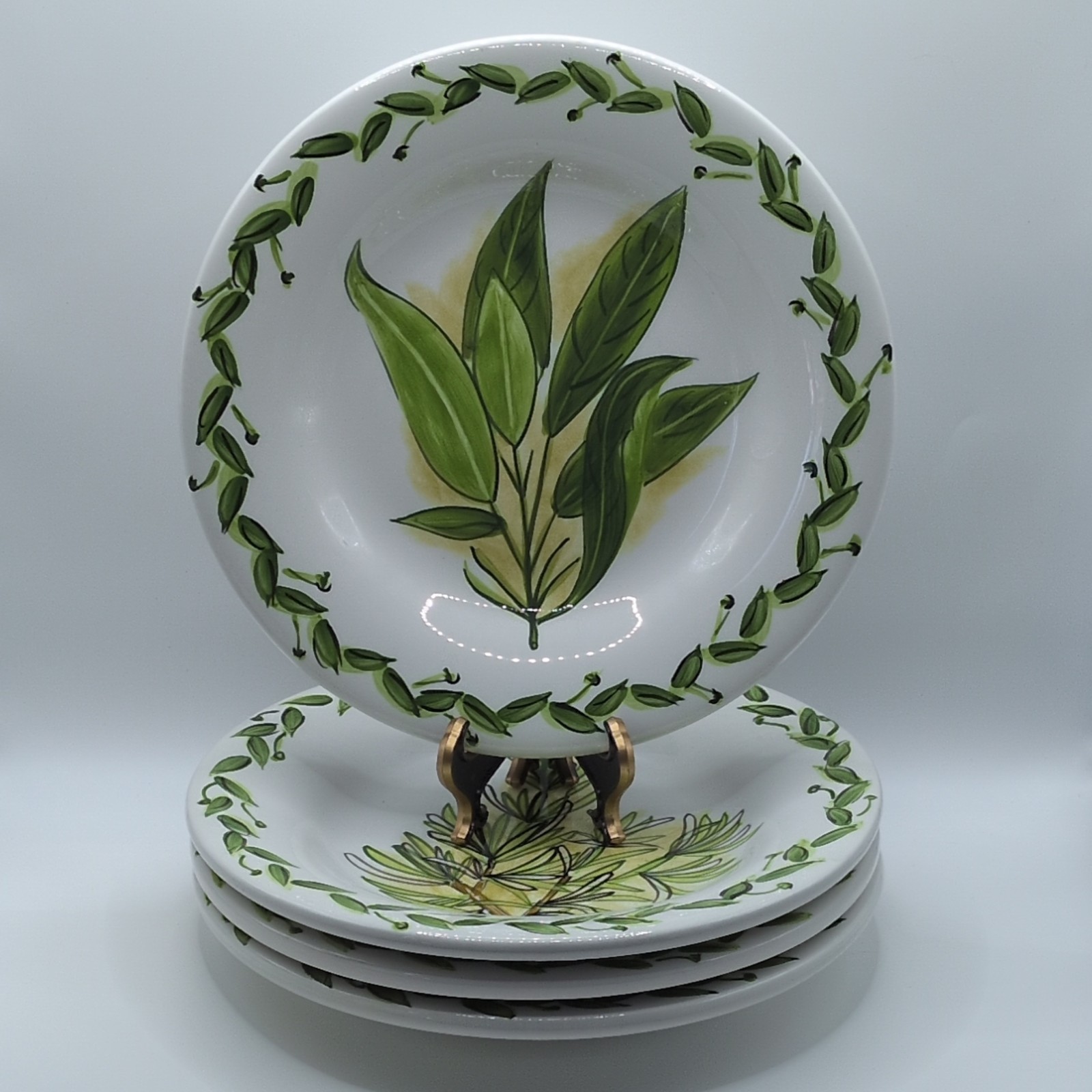 Botanical Herbs Hand Painted Collection Salad Plates Set Of 4 Botanical Herbs Hand Painted Collection Salad Plates Set Of 4
