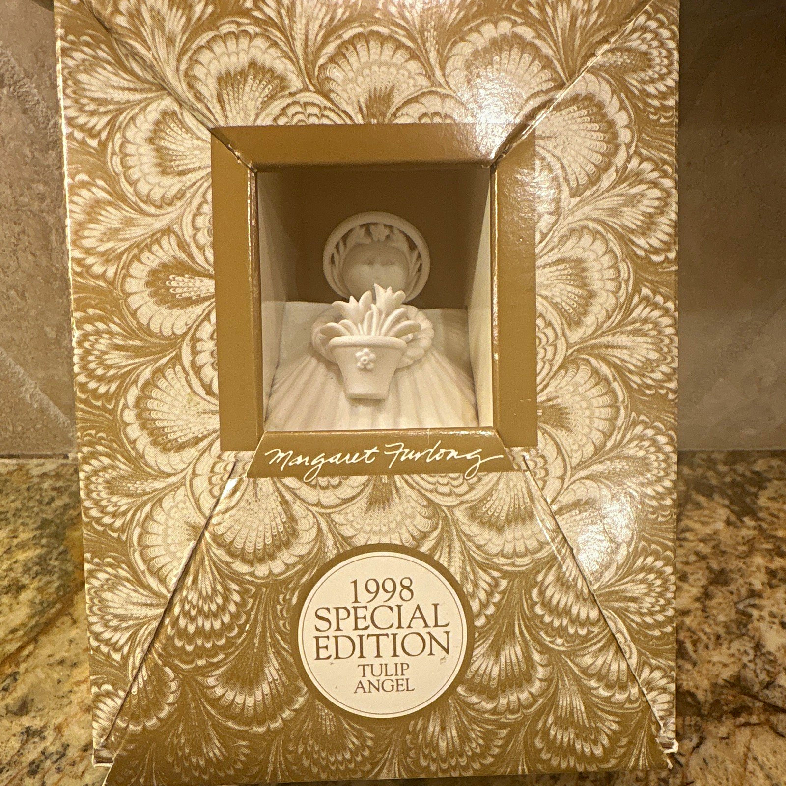 VTG Margaret Furlong 1998 Special Editn  Tulip Angel Porcelain Boxed Orn 4”