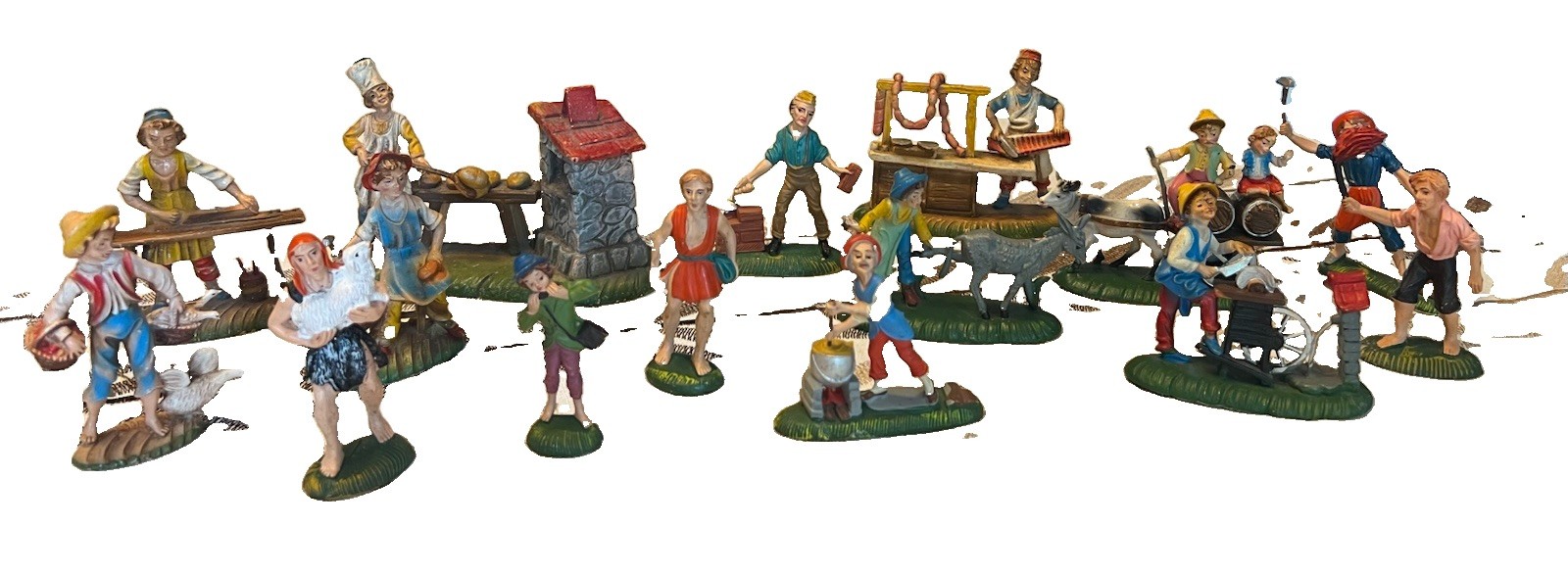 Vintage Italian Nativity Set 15 Pieces Village Market Santons Figures Rare