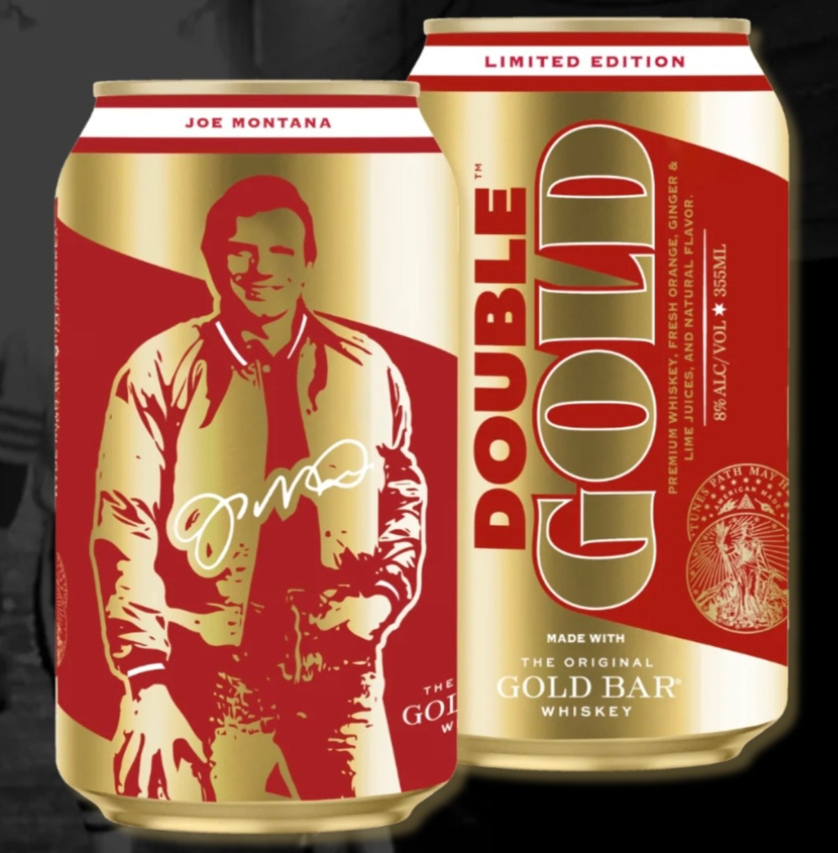 JOE MONTANA Gold Bar Whiskey Empty Can 49ers Limited Edition