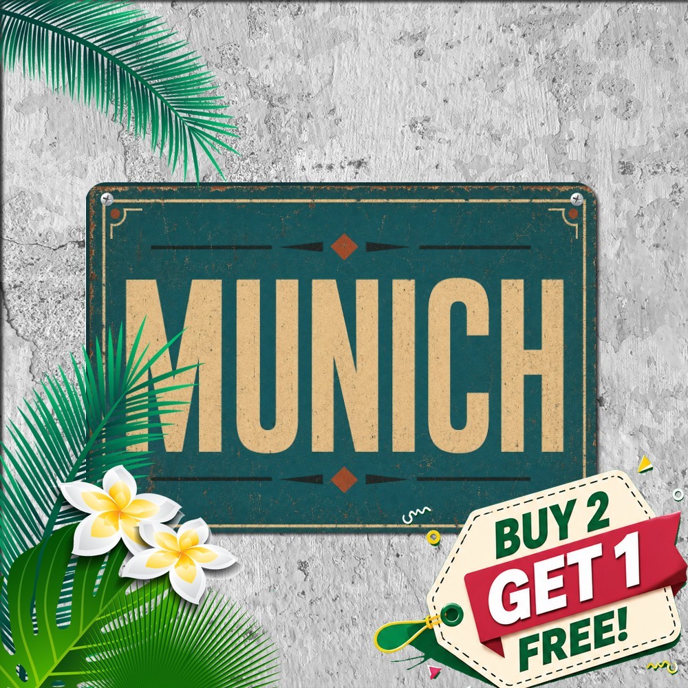 Vintage Munich Germany Travel City Tin Sign Distressed Retro Metal Plaque