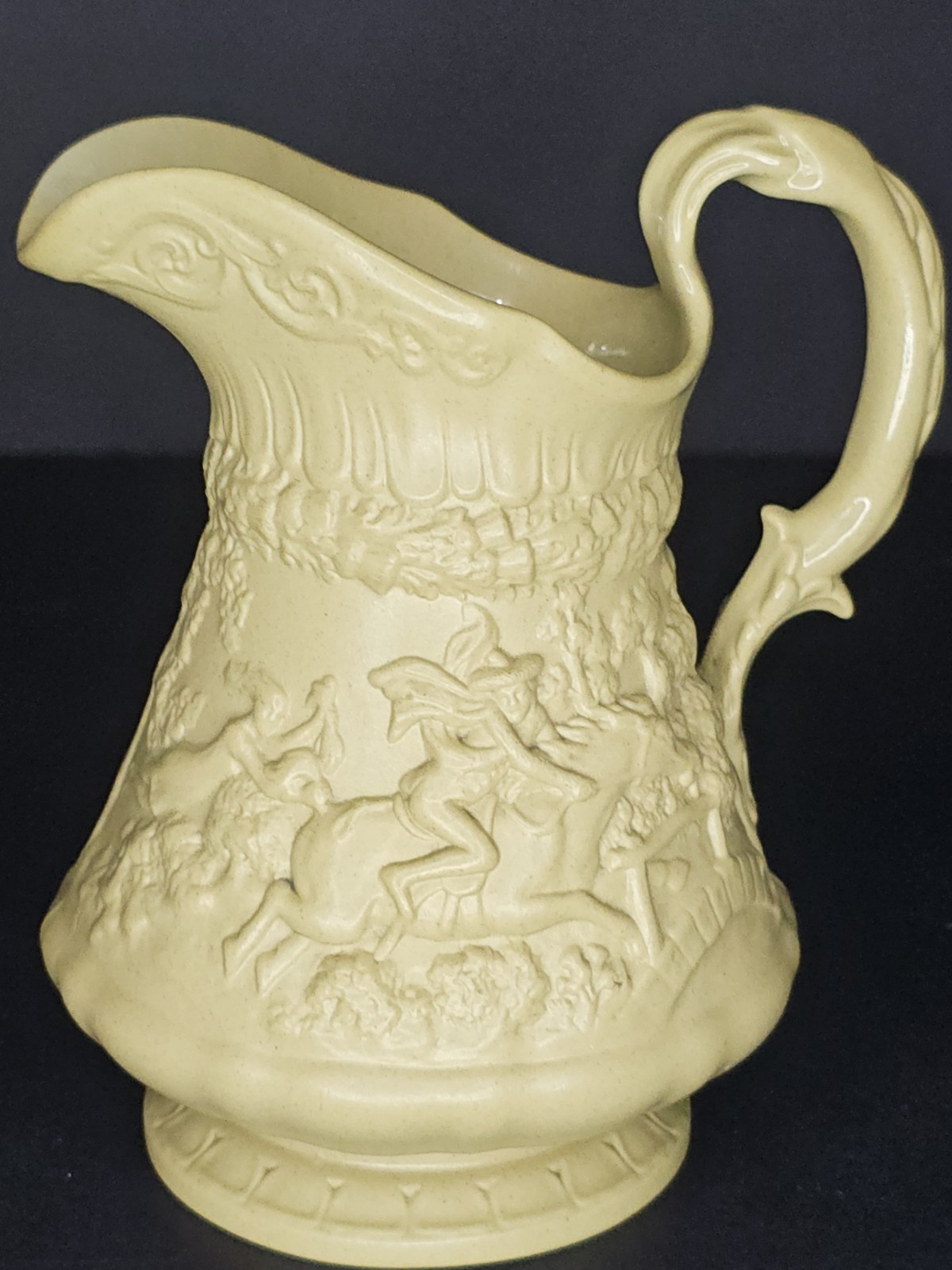Antique William Ridgway & Co. 1800s  Small Pitcher Raised Decorative Drabware 
