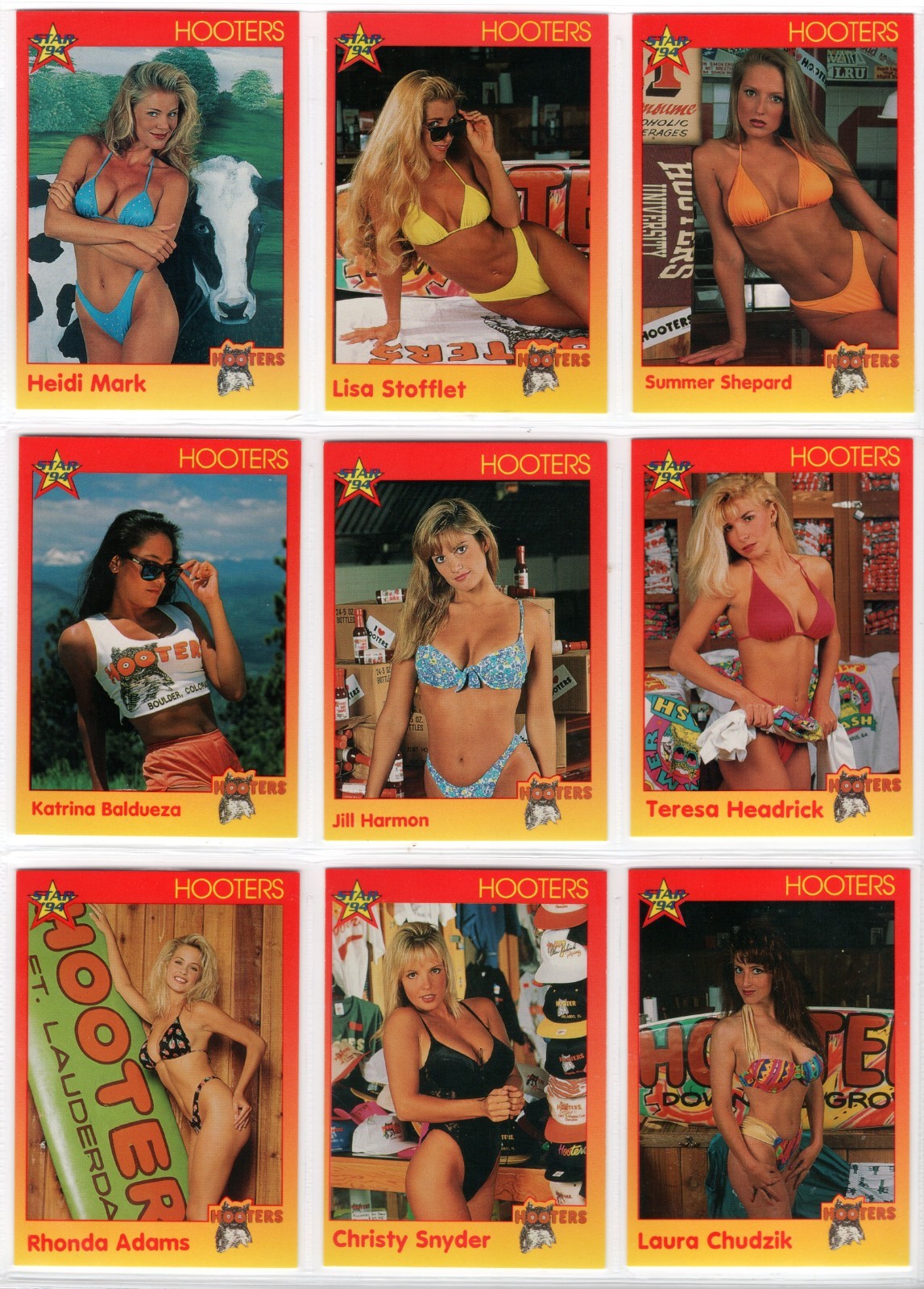 1994 HOOTERS STAR GIRLS SINGLE CARDS PICK ONE YOU NEED TO FINISH YOUR SET