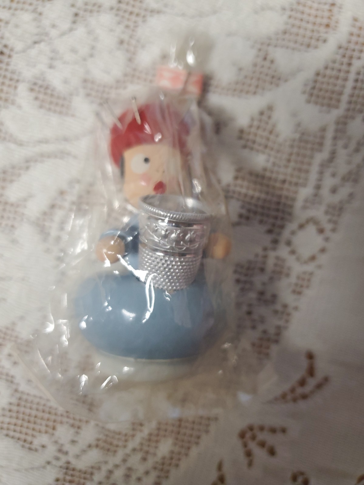 Vintage Wood Pin Cushion Thimble Holder Made in Germany NIP