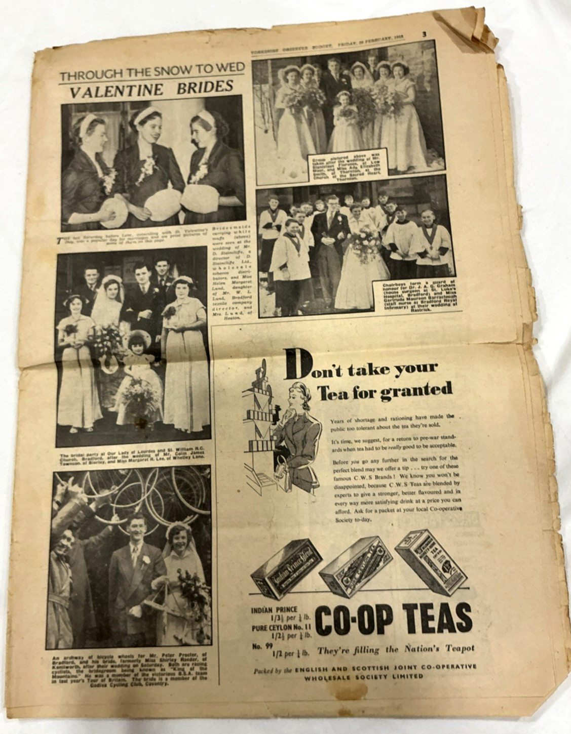 Vintage Part of Newspaper Yorkshire Observer Budget 20 Feb 1953
