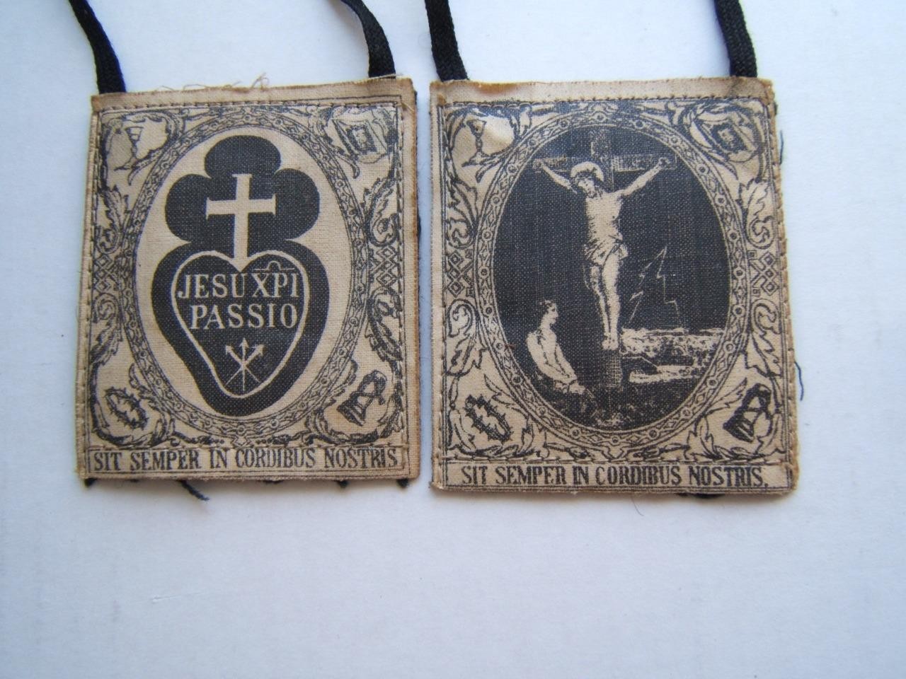 VINTAGE BLACK SCAPULAR OF THE PASSION
