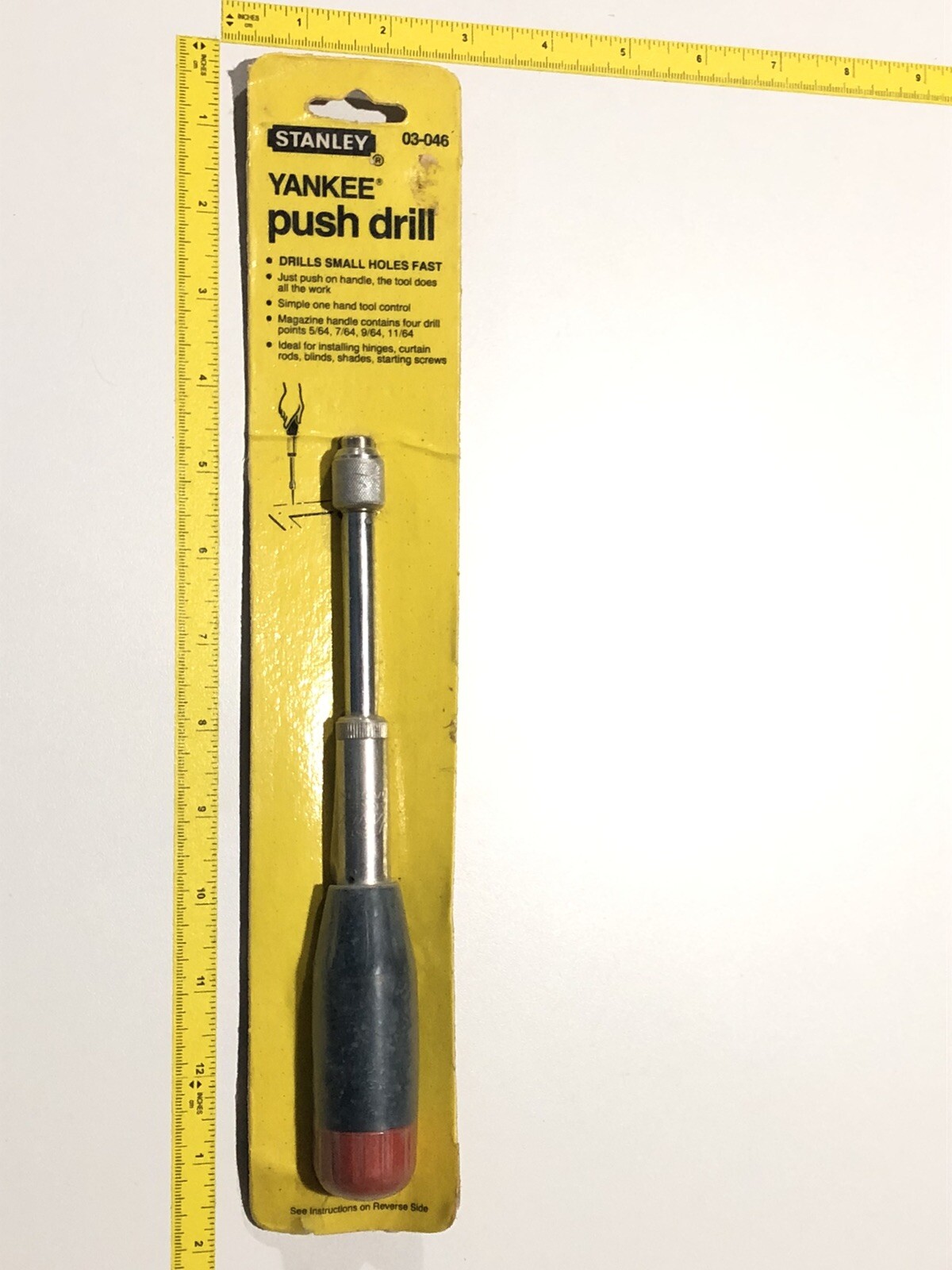 VTG STANLEY YANKEE PUSH DRILL 03-046 NOS CARPENTER CABINETMAKER TOOL 4Pc BITS