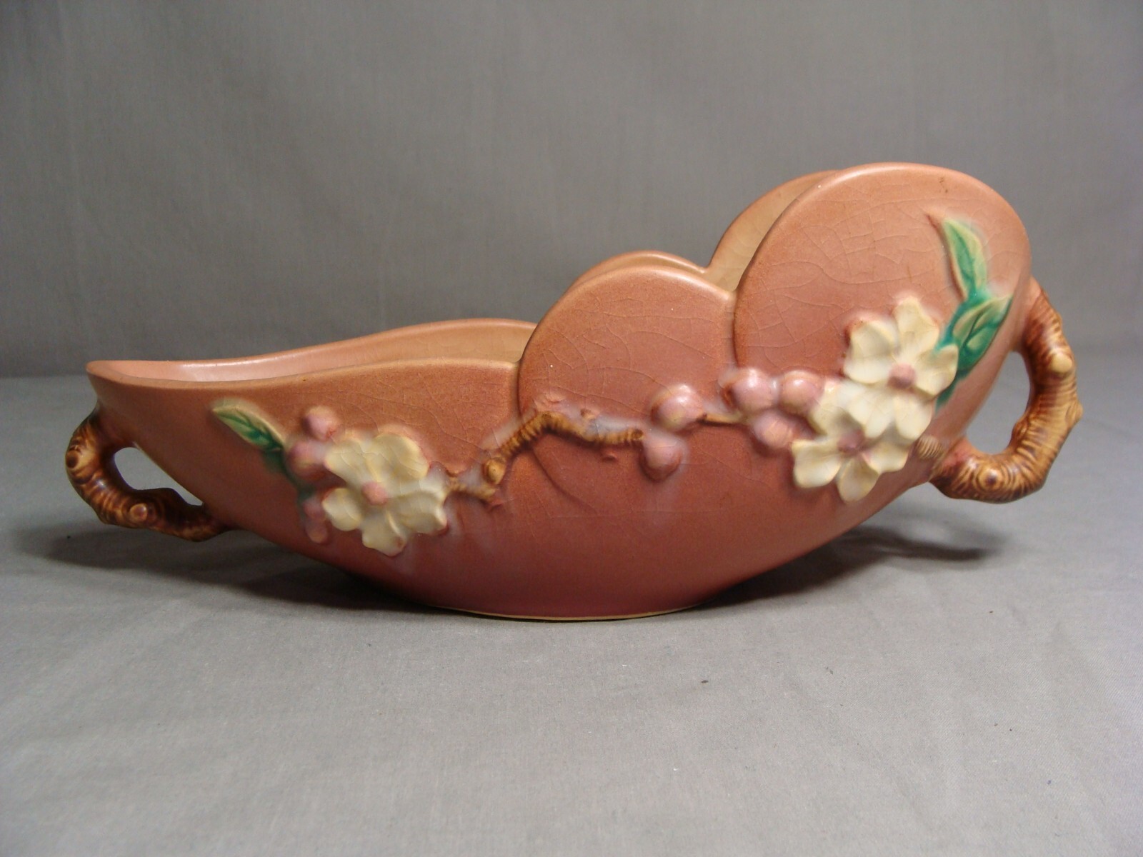 1 Vintage ROSEVILLE POTTERY #329-10 Planter, Apple Blossom Pattern, USA