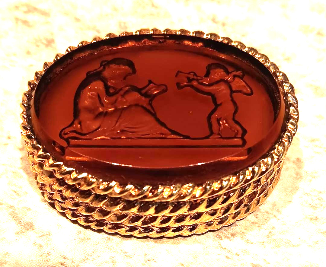 Vintage CORDAY FAME CREME w Intact Solid Perfume Mini Compact Glass Intaglio Vintage CORDAY FAME CREME w Intact Solid Perfume Mini Compact Glass Intaglio