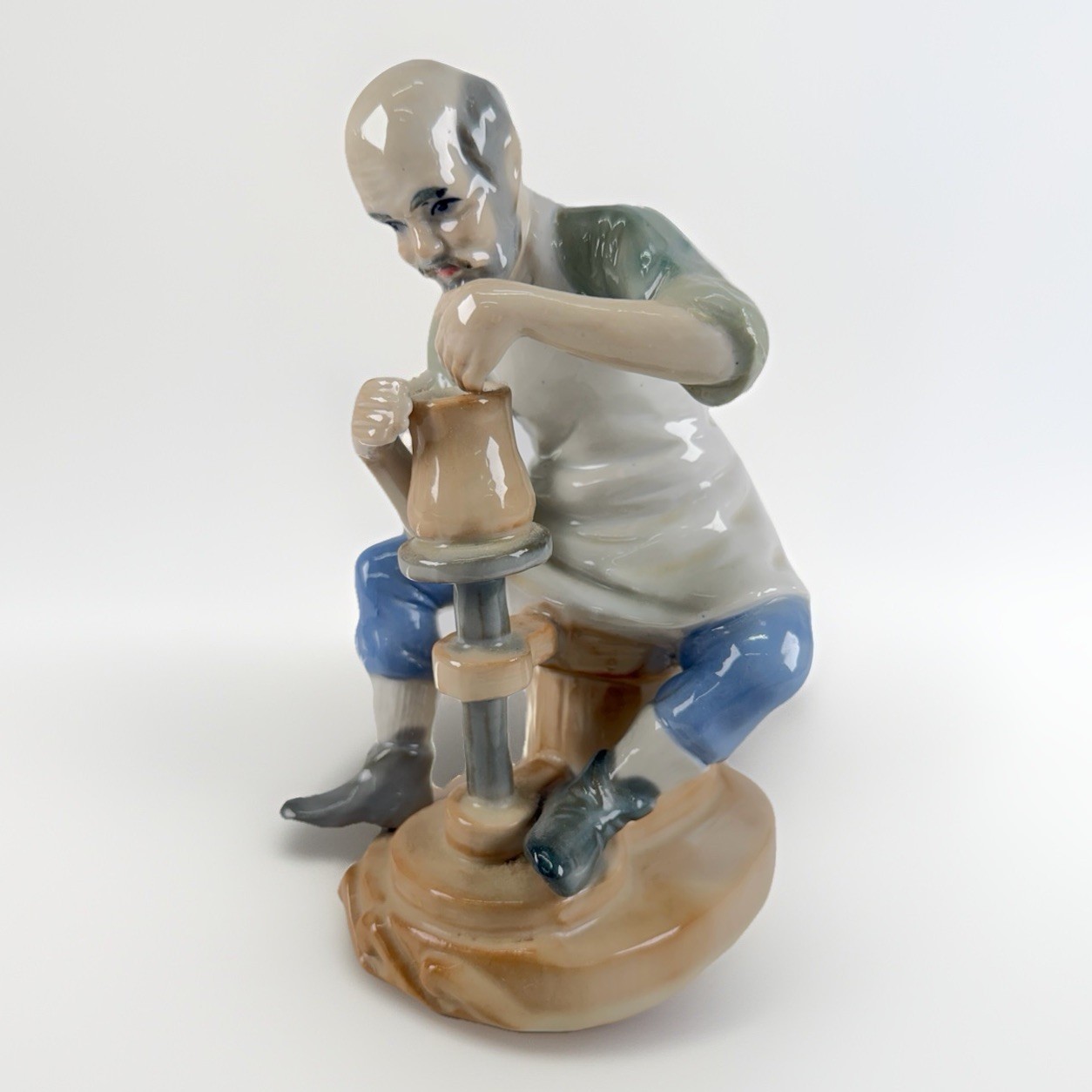 Early 1900S Antique European Soviet? Porcelain Statue Figure Of Potter Man
