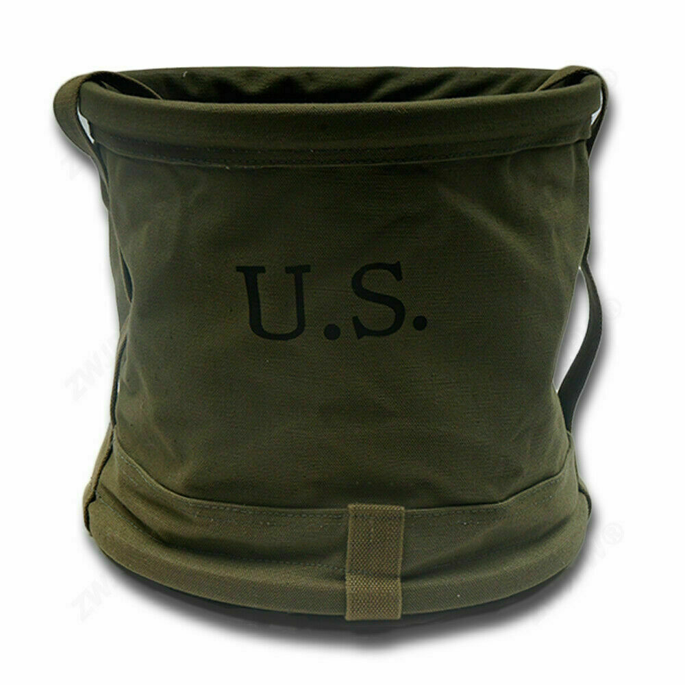PORTABLE CARRIABLE US ARMY MILITARY WAR CANVAS WATER BUCKET SURPLUS