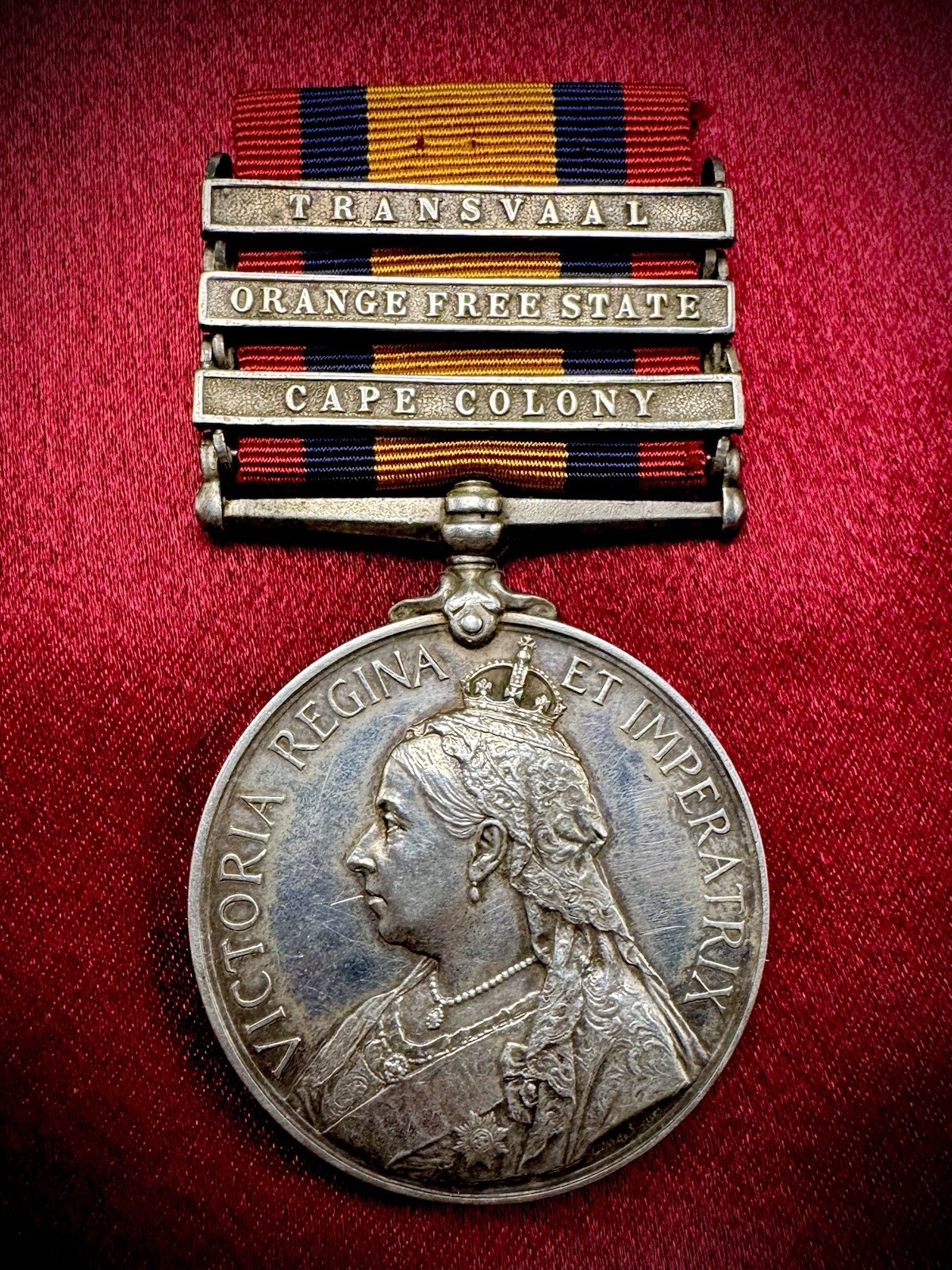 BRITISH BOER WAR 3 BAR QUEENS SOUTH AFRICA MEDAL GNR ROYAL ARTILLERY