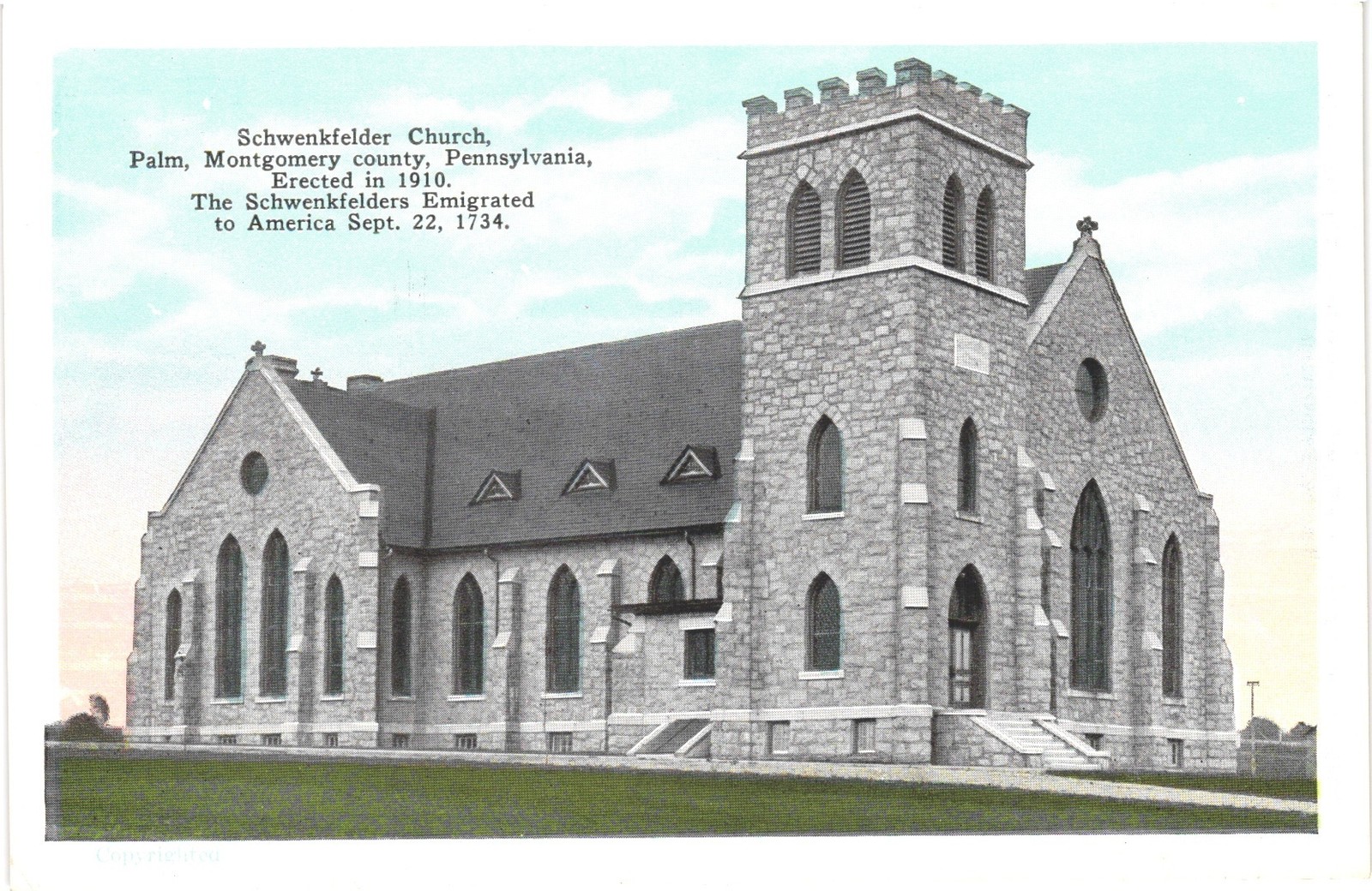 Schwenkfelder Church Palm PA Postcard H. Winslow Fegley Historical Series A-7