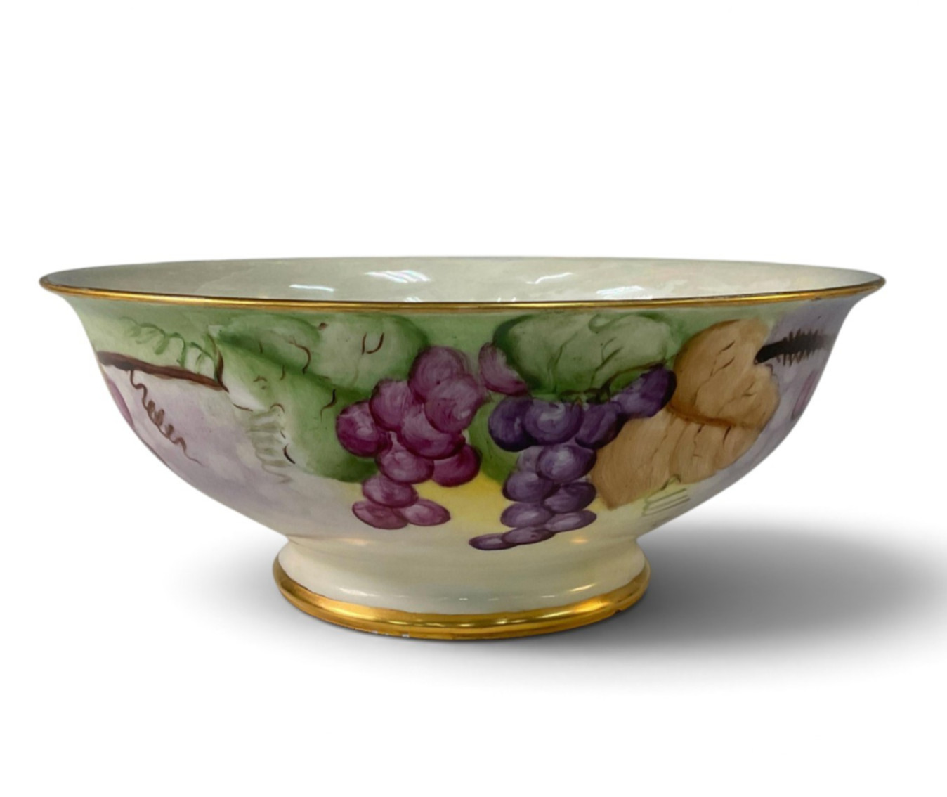 Antique T&V Limoges Hand Painted Grape Centerpiece Bowl Signed CLK 10