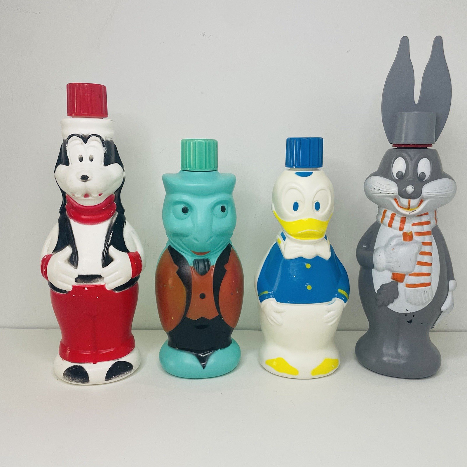 Vintage Bubble Bath Empty Containers 1960s Donald, Mickey, Bugs Bunny, & Cricket