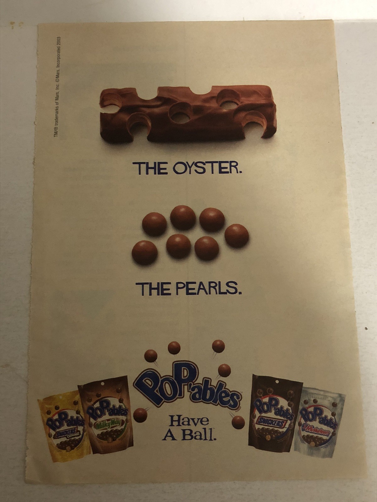 2003 Snickers Po’pables Chocolate Vintage Print Ad Advert pa18