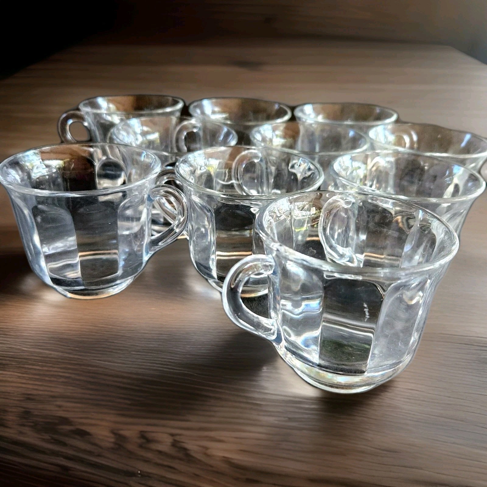 Vintage Imperial Glass Replacement Punch Bowl Cups Clear Ribbed Glass 10-Cups