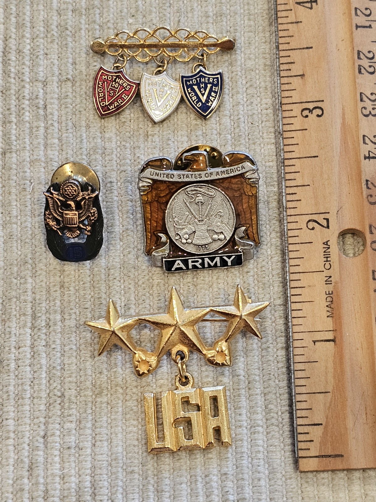 WWII Vietnam US Army Sweetheart Son In Service Sterling Pin Badge Lot L@@K