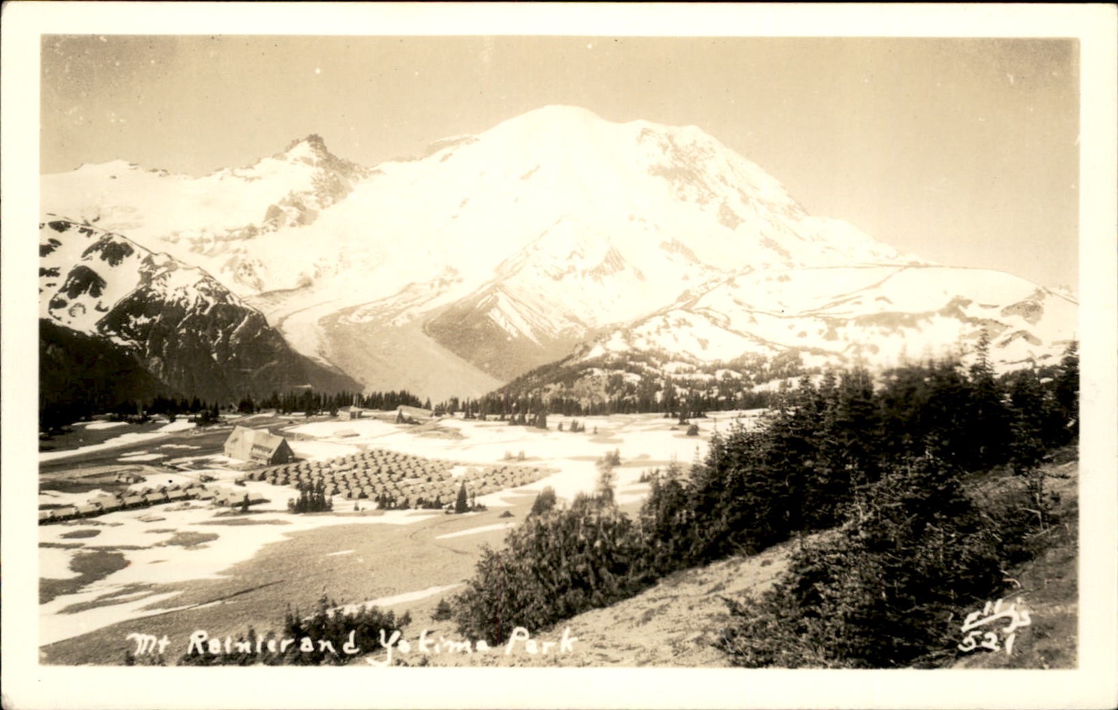 Mt Rainier WA Mountain Landscape c1920s-30s Real Photo Vintage Postcard