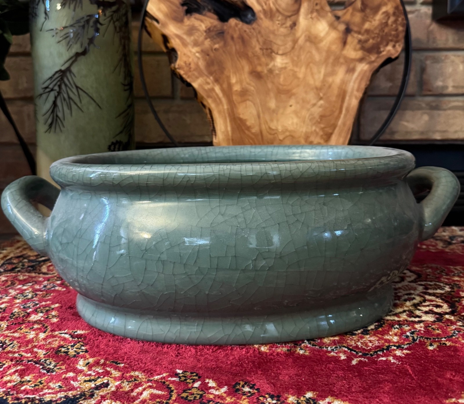 1980s Celadon Green Footpath Planter