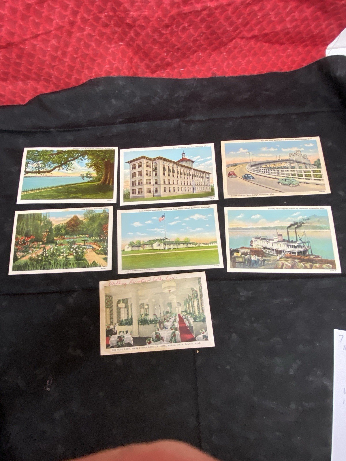 7 EARLY MID CENTURY GREENVILLE MISSISSIPPI POSTCARDS- UNUSED 