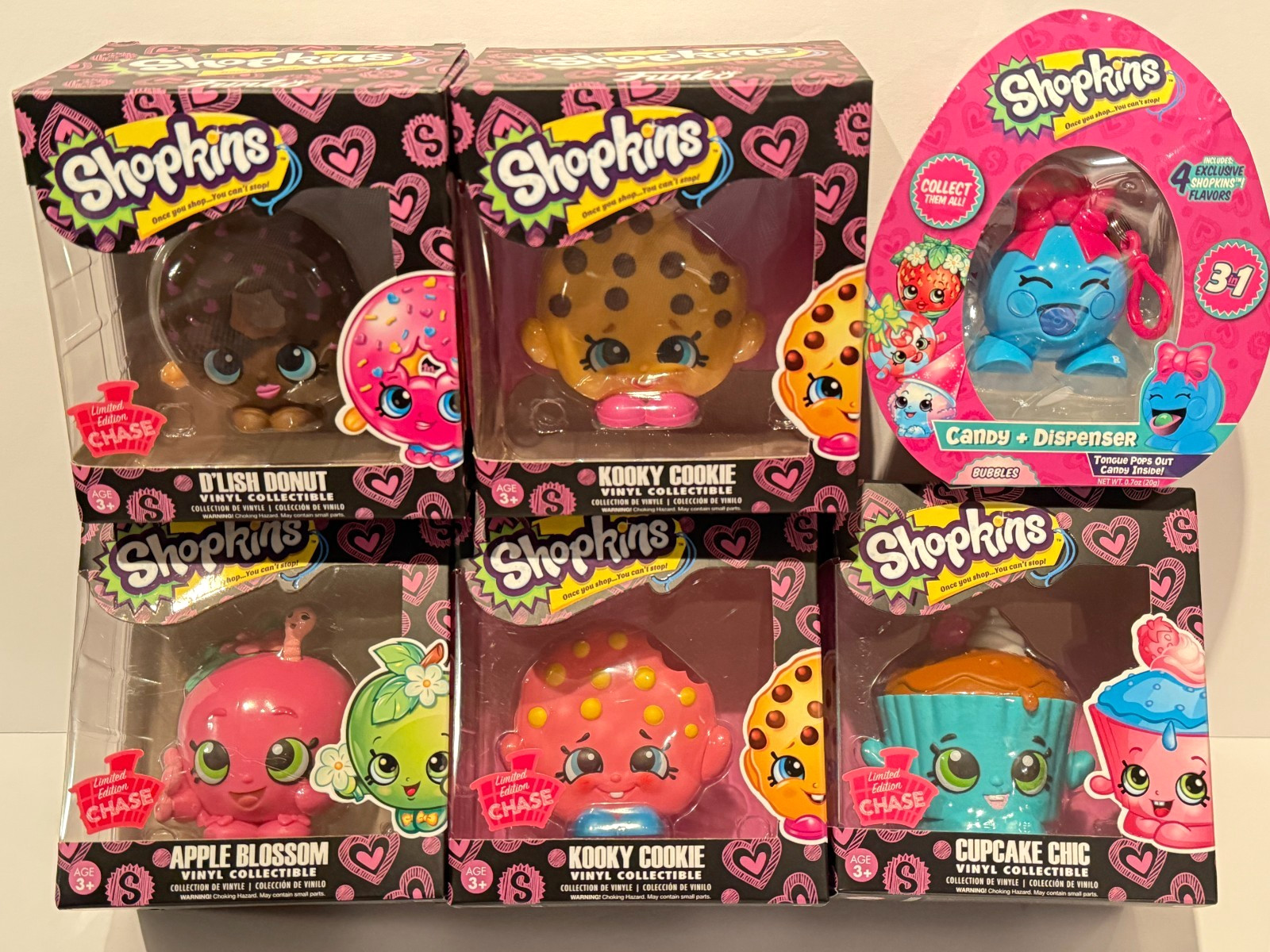 Lot of 5 RETIRED Limited Edition Chase Funko Shopkins Donut Apple Cookie + Bonus