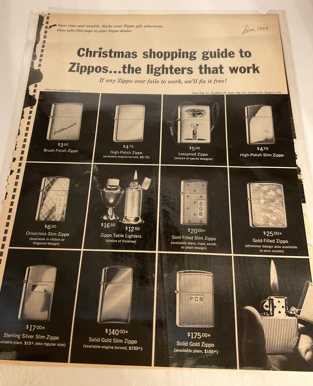 Pair 1962 1963 Vintage Zippo Lighter Ads WWII Berlin Normandy Lt Col Pearce Pri