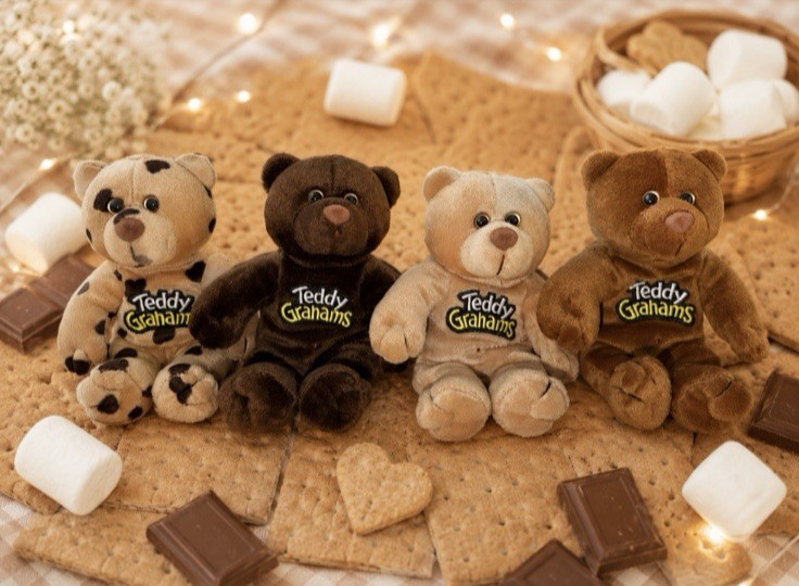 Nabisco Teddy Grahams Bear Advertising Stuffed Animal Lot of 4 Beanie 7\