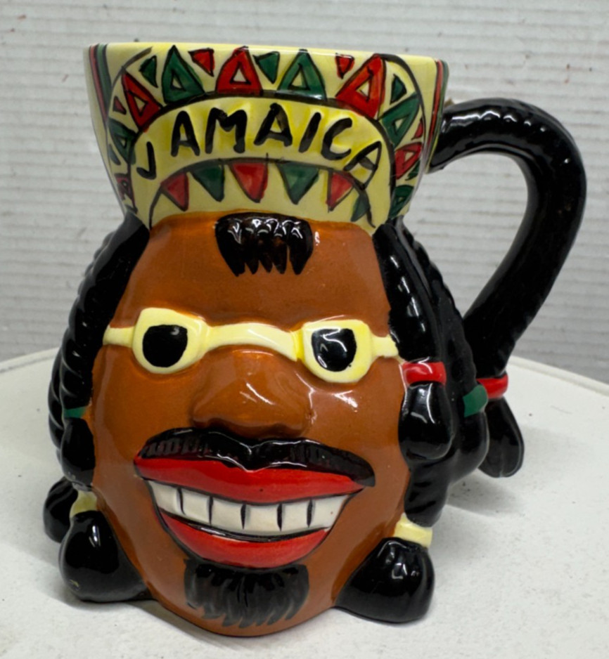 Vintage Jamaica Rastafarian Coffee tea Mug Cup Hand Painted Ceramic Handle hot