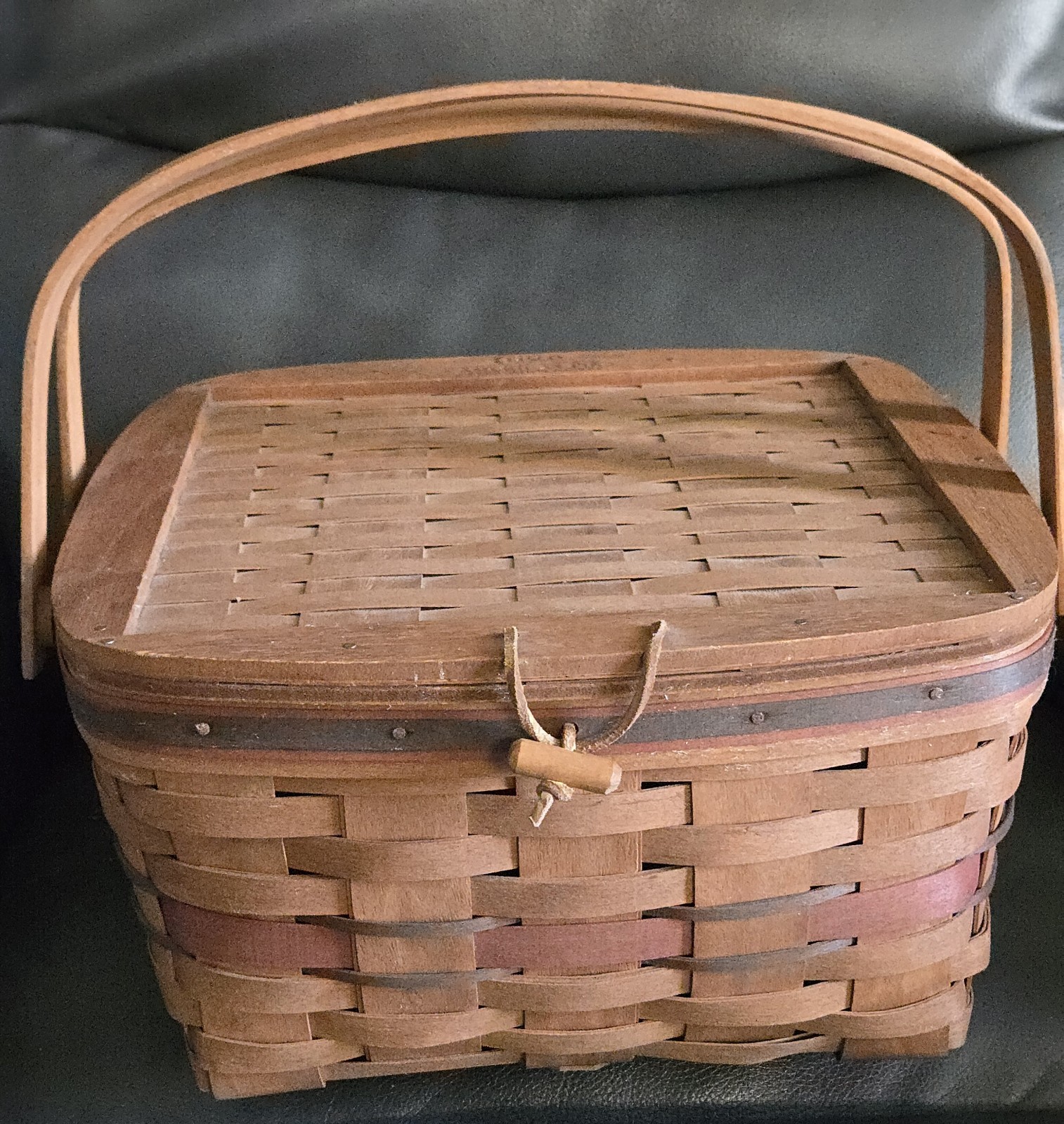 LONGABERGER CRISCO AMERICAN PIE CELEBRATION 1991 BASKET with Wood Riser