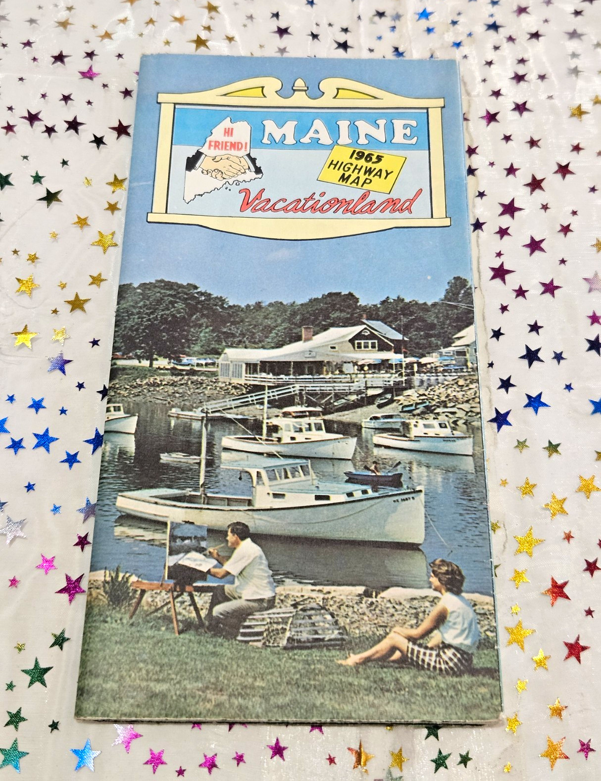 Vintage 1965 Maine Highway Map Vacationland Travel Brochure Pamphlet Tourism