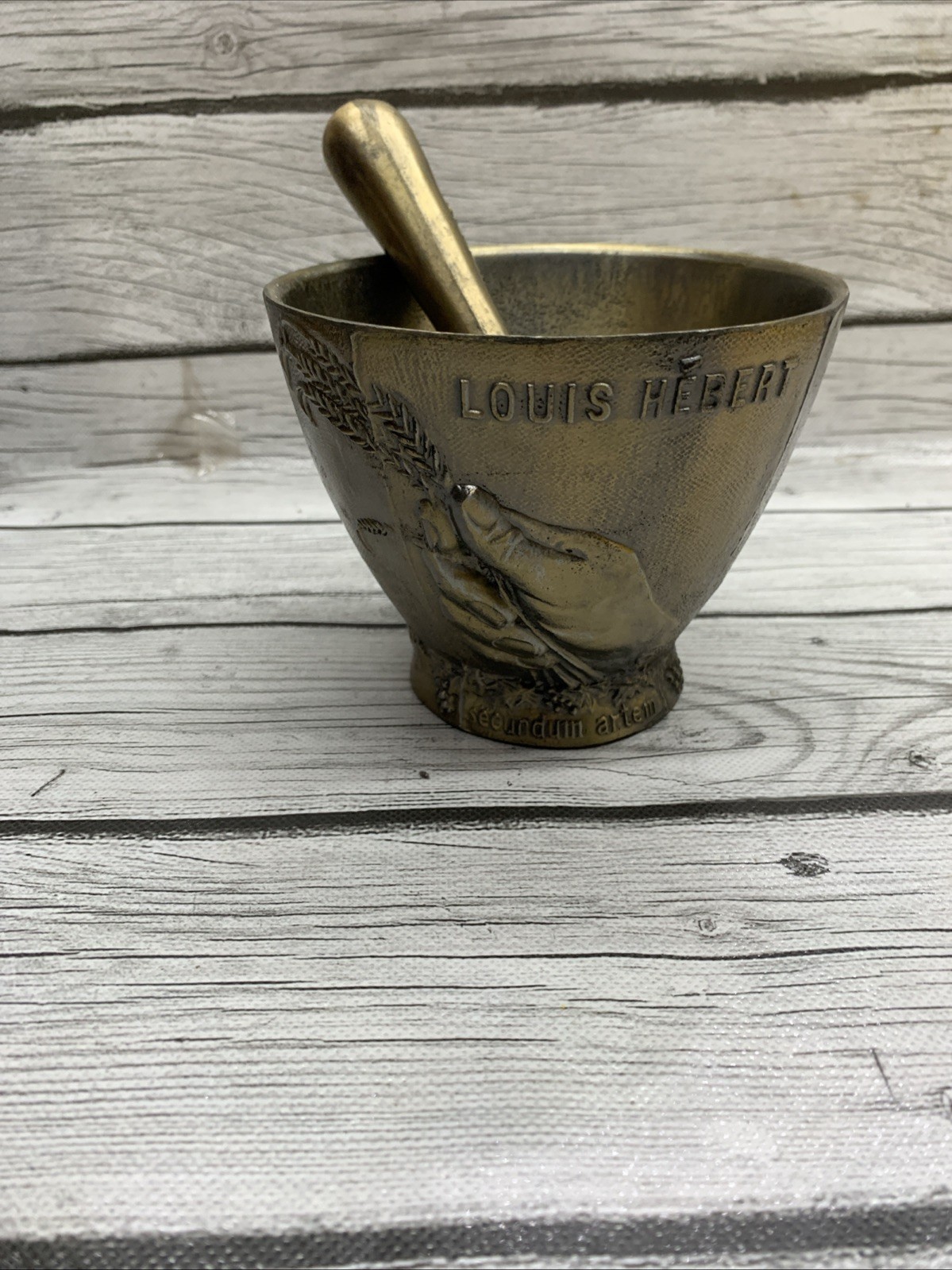 vintage Schering Metal Mortar and Pestle 7th Edition Louis Herbert Brass