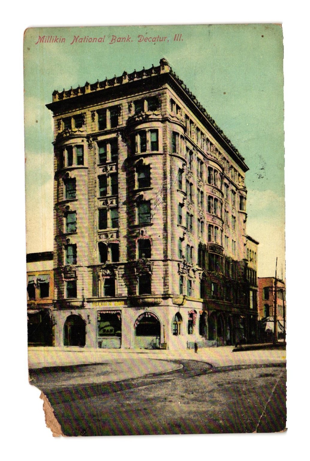 Millikin National Bank Decatur IL 1910 Postcard Vintage Architecture German Millikin National Bank Decatur IL 1910 Postcard Vintage Architecture German