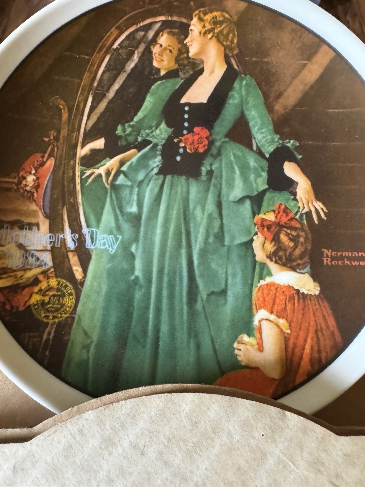 1984 NORMAN ROCKWELL MOTHERS DAY PLATE GRANDMA'S COURTING DRESS KNOWLES VTG
