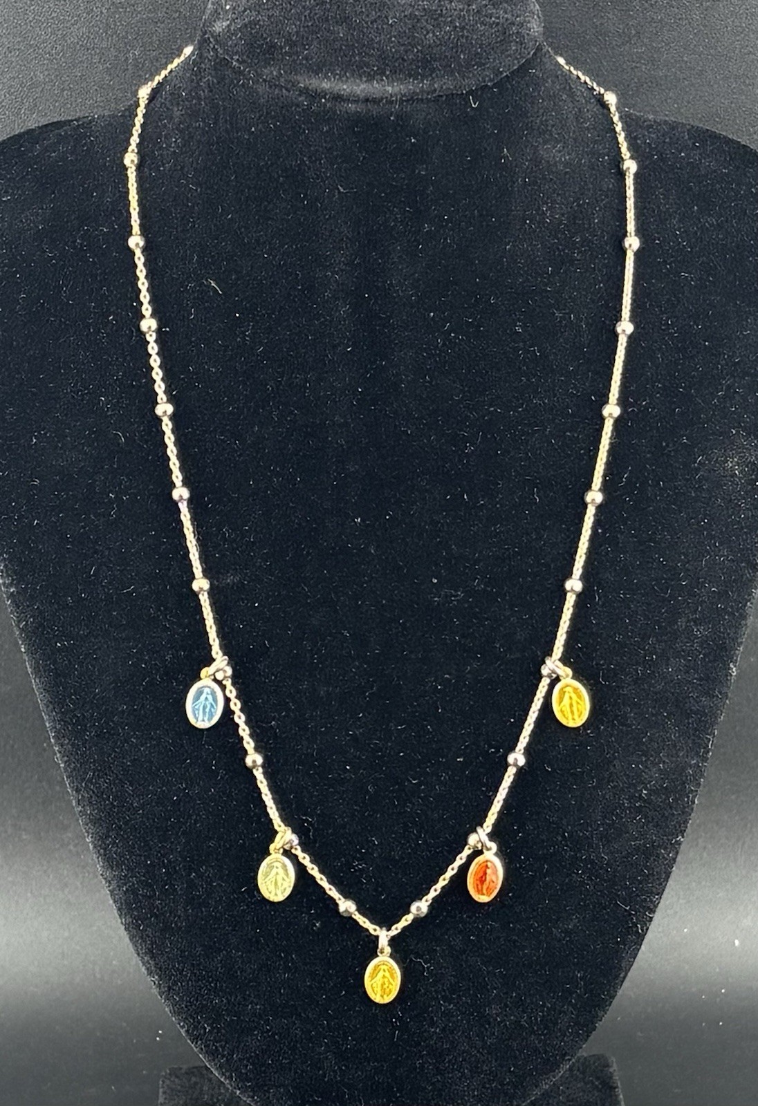 Dyadema Sterling Silver Miraculous Miracle Catholic VTG Enamel VTG Necklace